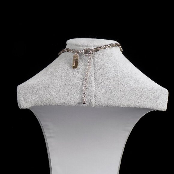 Vintage The Limited Faux White Pearl Shaky Necklace Two-Tone Clear Crystal Beads - Picture 8 of 9